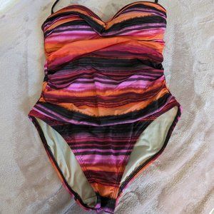 La Blanca Sunset Striped Halter Swimsuit